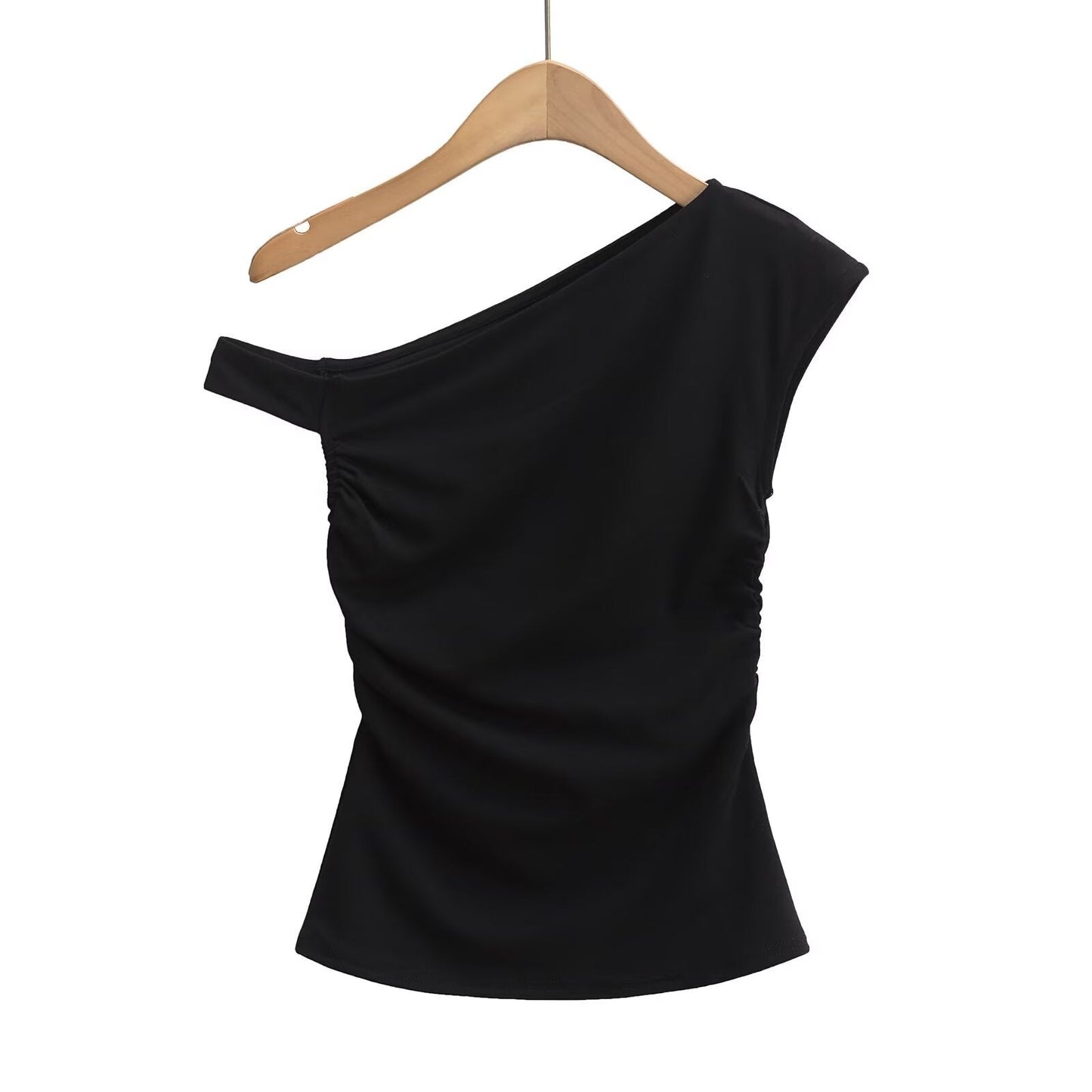 Kvinnors Festtop Asymmetrisk Halsringning Dekorativ Samling Elastisk Blandning-3