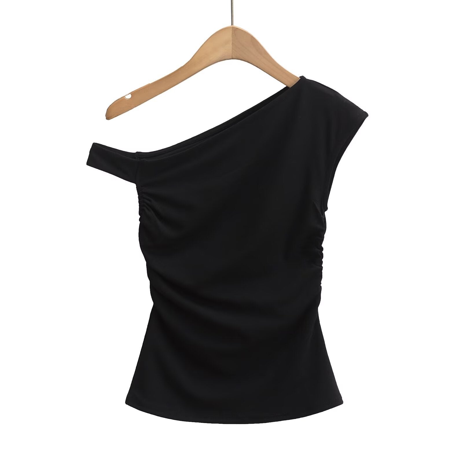 Kvinnors Festtop Asymmetrisk Halsringning Dekorativ Samling Elastisk Blandning-3