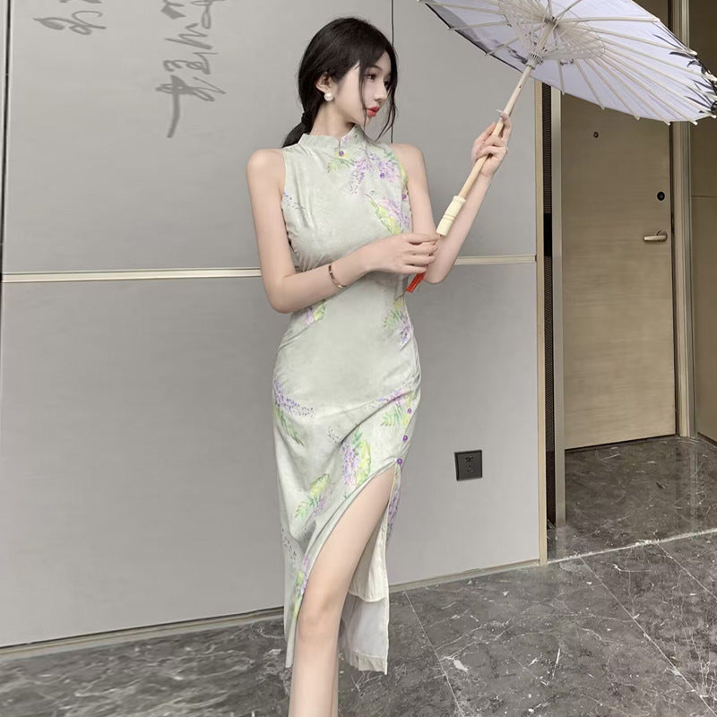 Fina Dam Klänningar Vintage Bustier Midjefigur Ärmlös Högkvalitativt Tyg-2