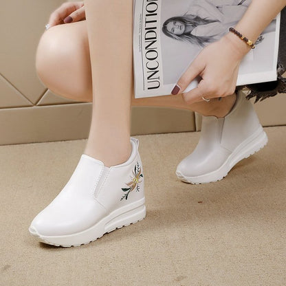Kvinnor Sneakers Slip-On Blommig Broderi Textil Bekväm Sula 5