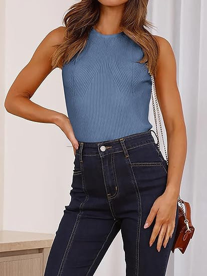 Variant image for Dam Slim Fit Topp Ribbad Polyester-17