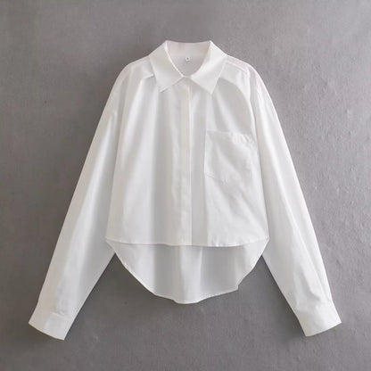 Dam Skjorta Överdimensionerad Enfärgad 100% Bomull-1