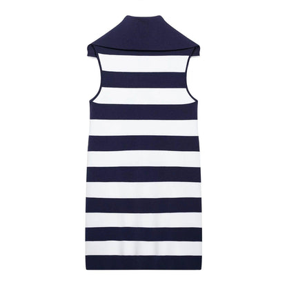 Kvinnors Klänning Chic Krage Ränder Stretchigt Tyg 1