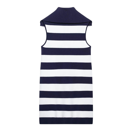 Kvinnors Klänning Chic Krage Ränder Stretchigt Tyg 1