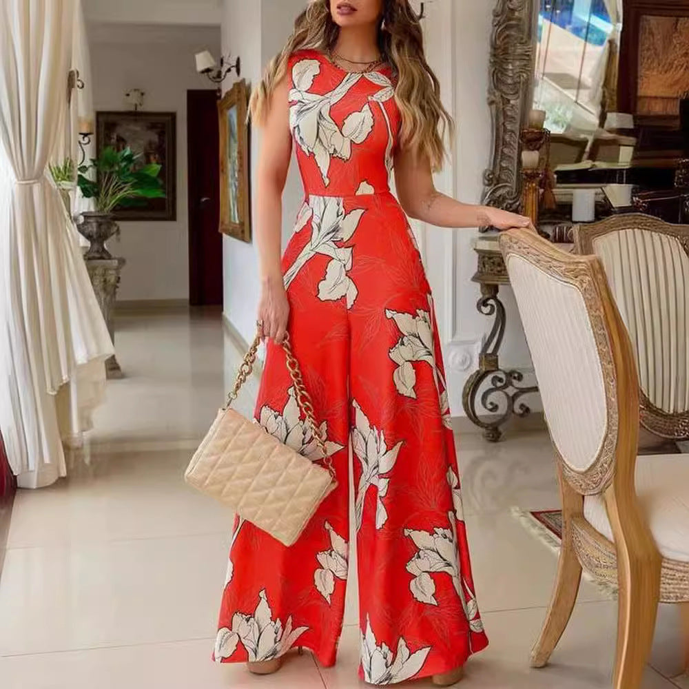 Dam Hög Midja Byxor Urban Stil Tryckt Högkvalitativt Tyg 4