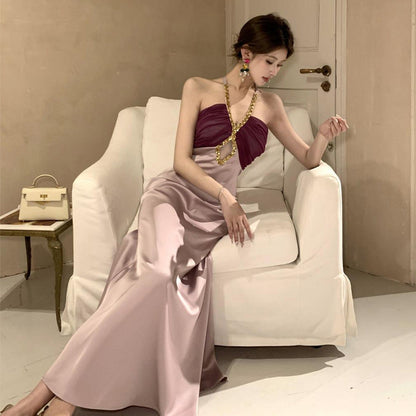 Dam Klänning Bodycon Halterneck Maxilängd Polyester-5