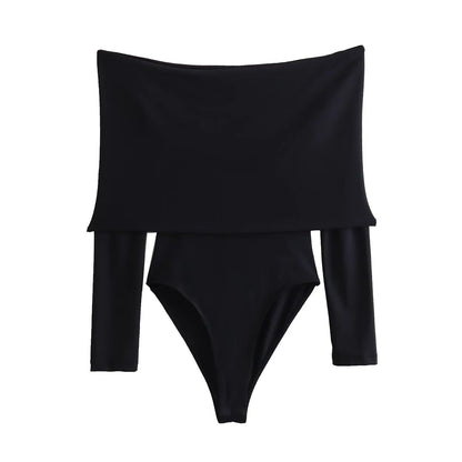 Kvinnors Bodysuit Utanför Axlarna med Långa Ärmar – Elastisk och Mångsidig, Perfekt för Vardag och Fest 6