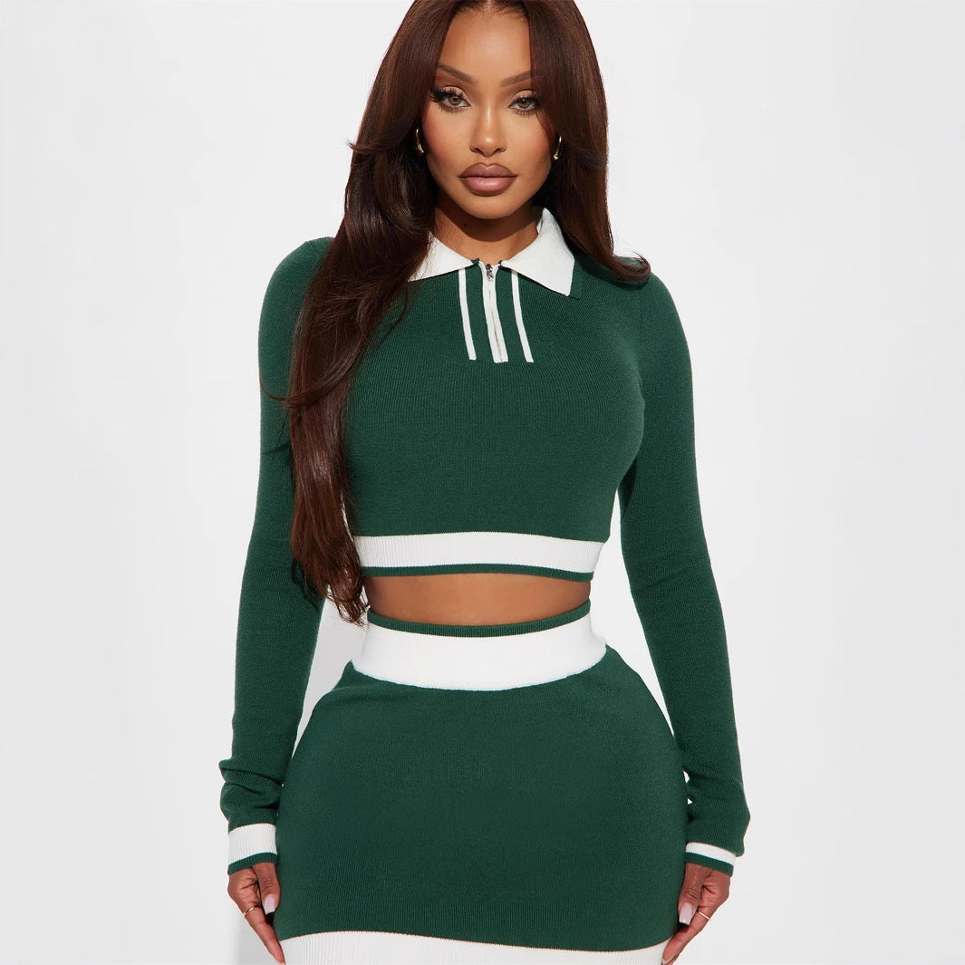Kvinnors Kjolset Långa Ärmar Spandex Street Fashion-2