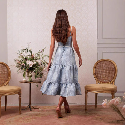 Fina Dam Klänningar A-Linje V-ringad Mesh Ärmös Medium Lång Klänning-4