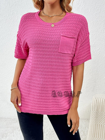 Variant image for Dam Stickad Kortärmad Tröja Mjuk Akryl-9