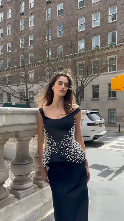 Variant image for Långklänning Dam Blommig Ryggfri Polyester för Fest och Bröllop-1