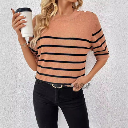 Stickad Dam Tröja Urban Stil Mjuk Medium Tjocklek 4