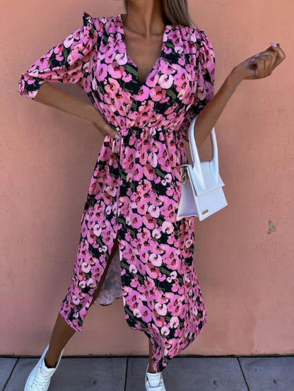 Variant image for Kvinna Midi Klänning V-hals Asymmetrisk Polyester-42