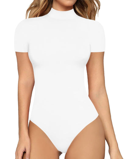 Dam Bodysuit Hög Midja Trekvartsärmar Elastisk Blandning-5