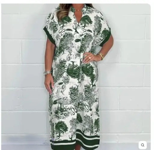 Variant image for Kvinno Klänning Kortärmad Tryckt Polyester Elegant Avslappnad-9