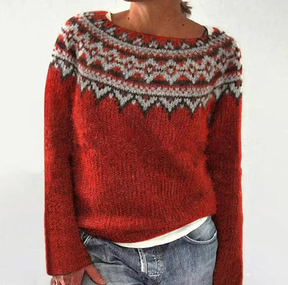 Variant image for Dam Stickad Tröja Rundhalsad Polyester för Vardagsbruk-9