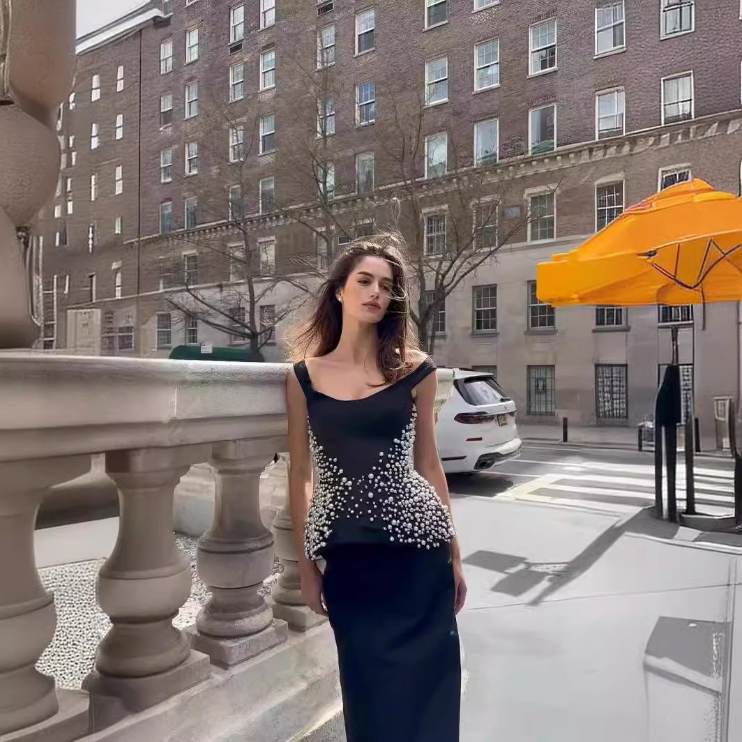 Långklänning Dam Blommig Ryggfri Polyester för Fest och Bröllop-6