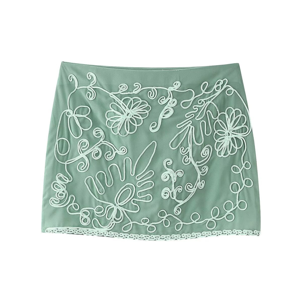 Variant image for Dam Halterneck Top Kort Kjol Set Blommig 100% Bomull-4