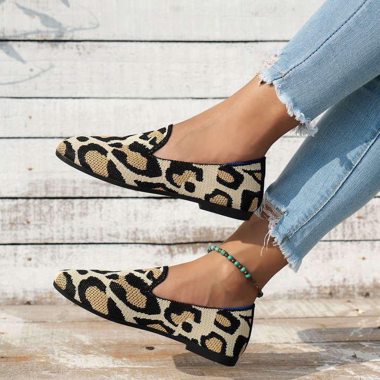 Dam Tofflor Leopardmönster Trendig Design Andningsbart Syntetmaterial 3