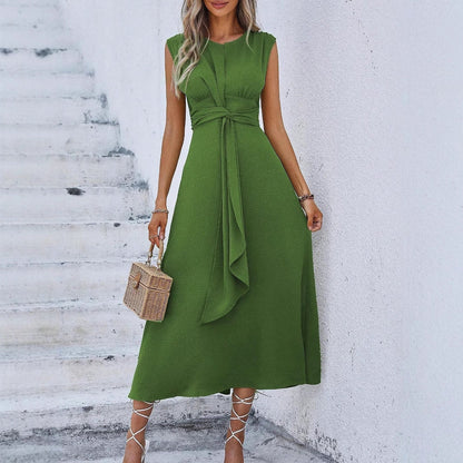 Damklänningar A-linje Midi Ärmlös Polyester-6