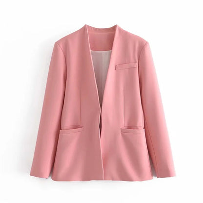 Dam Blazerjacka Lång Ärmar Polyester Enkelfärgad-6