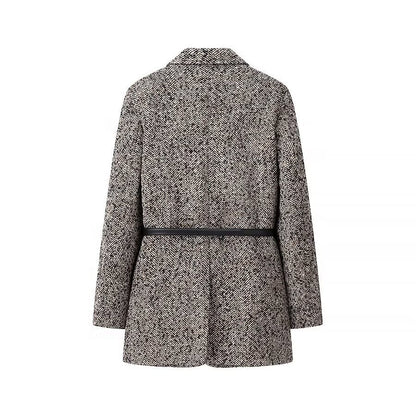 Damjacka Houndstooth Blazer Skräddarsydd Snitt med Bälte 5