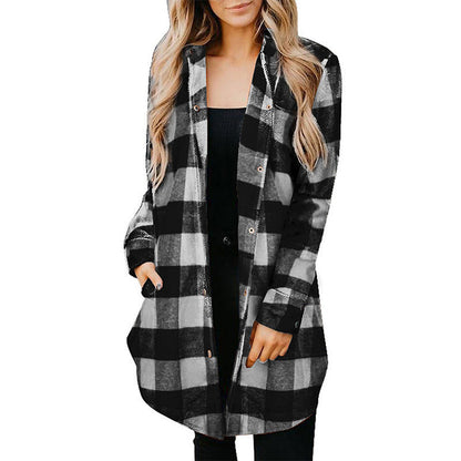 Kvinnors Flanelljacka Mönstrad Långärmad Polyester Rustik Design-1
