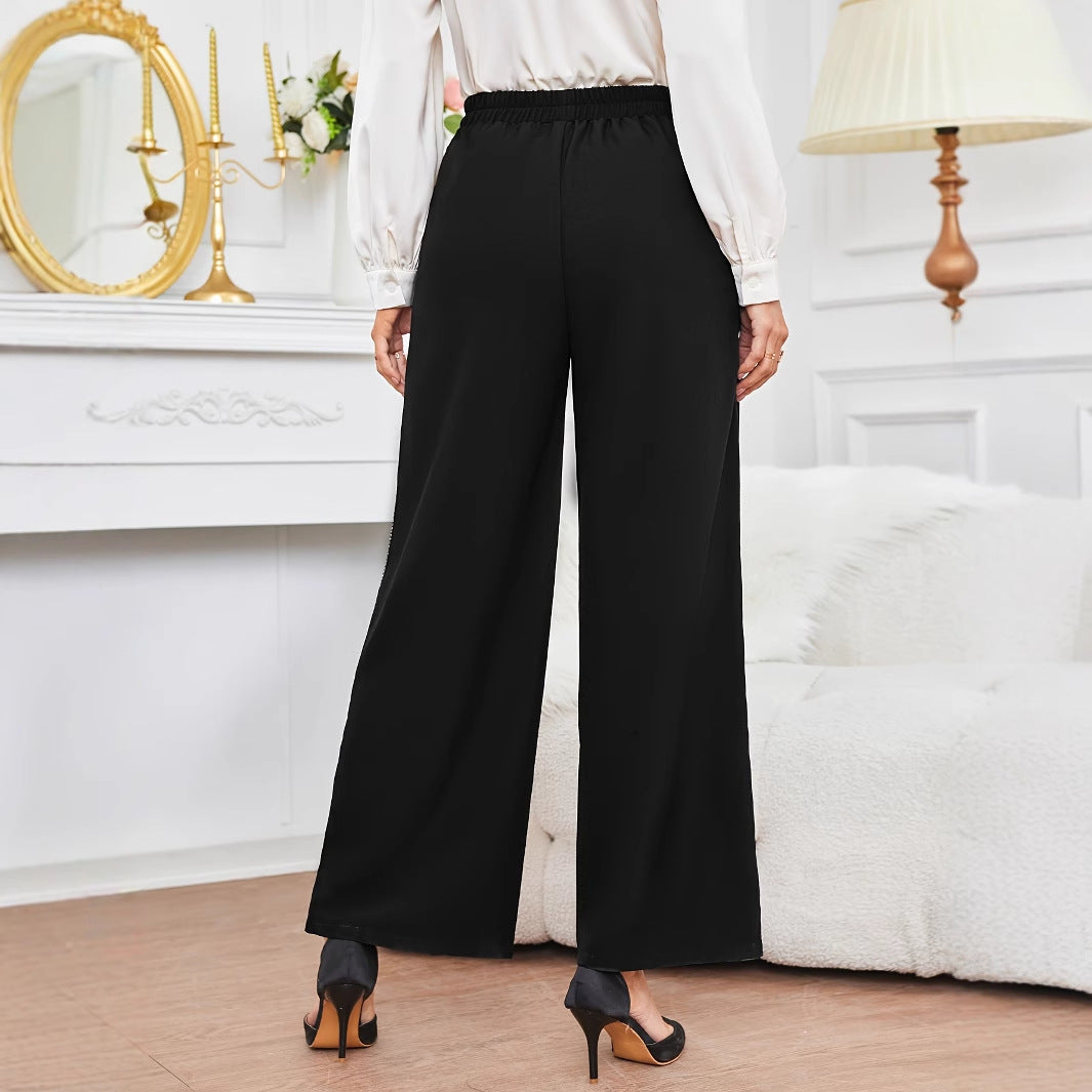 Kvinnors Culottes med Elastisk Midja och Dekorativ Sidosöm – Lätt Andningsbart Tyg, Bred Silhuett för Komfort 2