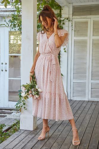 Dam Sommarklänning med Ruffles i Andningsbart Material för Bröllop och Fester 1