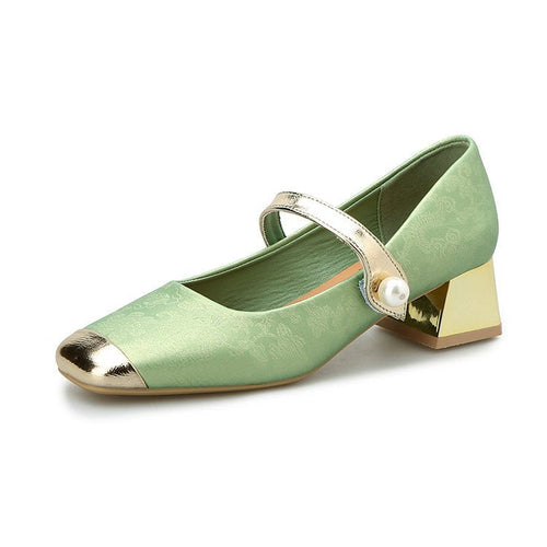 Dam Skor Mary Jane Pumpar med Blockhäl och Dekorativ Rem 1