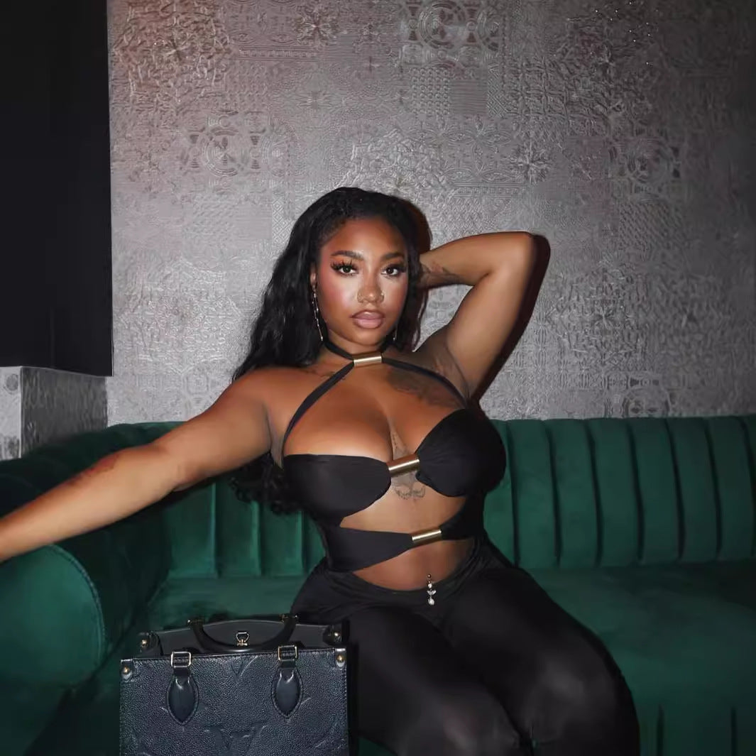 Dam Långa Byxor Snörning Tunt Spandex Streetwear-3