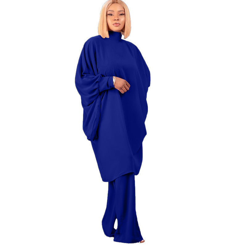 Kvinnors Byxset Batwing Ärmar Snörning Patchwork-3