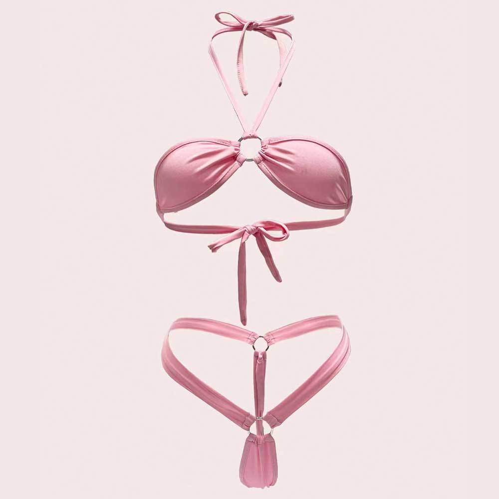 Variant image for Kvinnors Bikiniuppsättning Triangel Topp V-formad Botten Mjukt Elastiskt Tyg-2