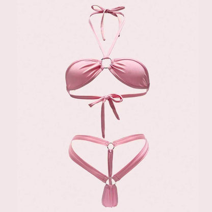 Variant image for Kvinnors Bikiniuppsättning Triangel Topp V-formad Botten Mjukt Elastiskt Tyg-2
