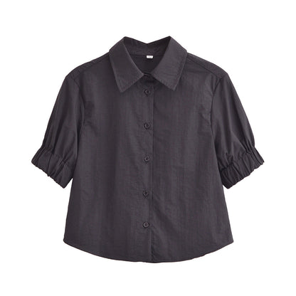Dam Set Slim Fit Kort Skjorta och Medium Lång Kjol Högkvalitativt Tyg-5