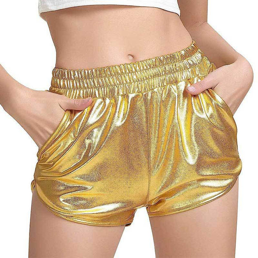 Damer Sportshorts Glänsande Polyester med Fickor 1