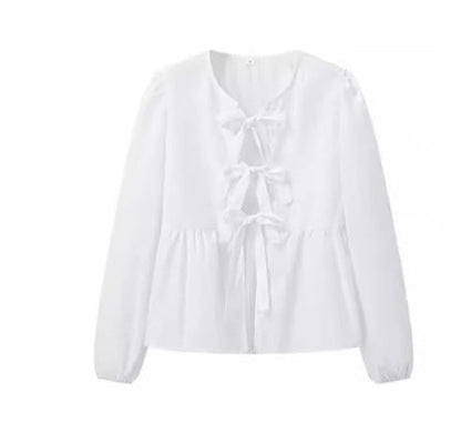 Kvinnors Blus Dekorativa Detaljer Ruffle Andningsbart Tyg 8