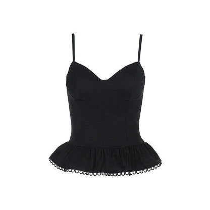 Kvinnors Bustier Topp Voluminös Ruffle Andningsbart Material-6