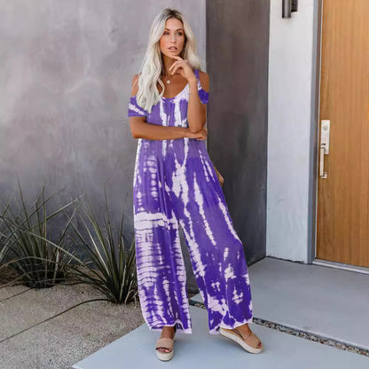 Dam Jumpsuit Avslappnad Kortärmad 100% Bomull Med Fickor 6