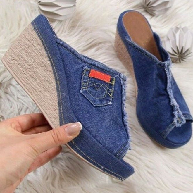 Kvinnliga Kilpantoletter Avslappnad Denim Design-3