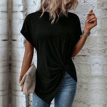 Dam Tröja Oregelbunden Kortärmad Polyester Casual-5