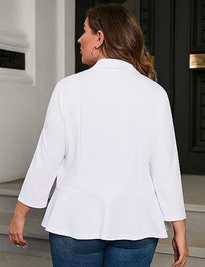Dam Blazer A-linje Spandex med Lätt Ruffle för Eleganta Tillfällen-5