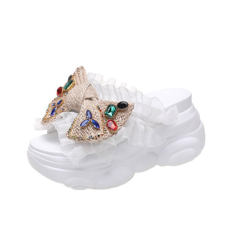 Kvinnors Pantoletter Ruffle Design Syntetiskt Material 7
