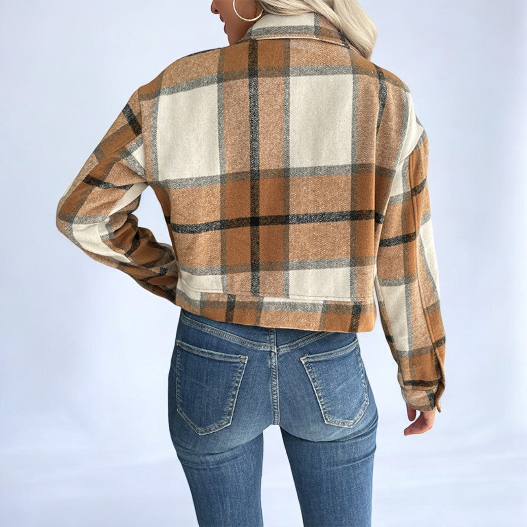 Damjacka Rutigt Stilren Design Polyester för Damer-3