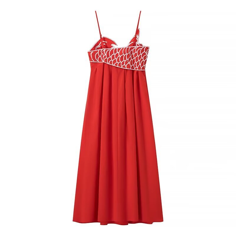 Dam Stropplös Klänning Broderad för Fest och Bröllop, 100% Polyester-2