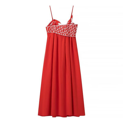 Dam Stropplös Klänning Broderad för Fest och Bröllop, 100% Polyester-2