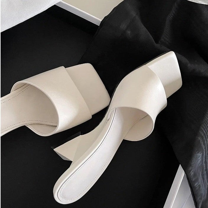 Kvinnors Öppna Mulor med Blockklack i Metalliskt Material – Elegant och Bekväm Design för Alla Tillfällen 4