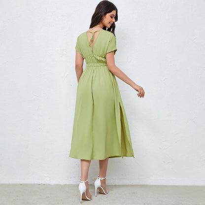 Dam Lång Kjol A-Line 100% Polyester Monokrom-3