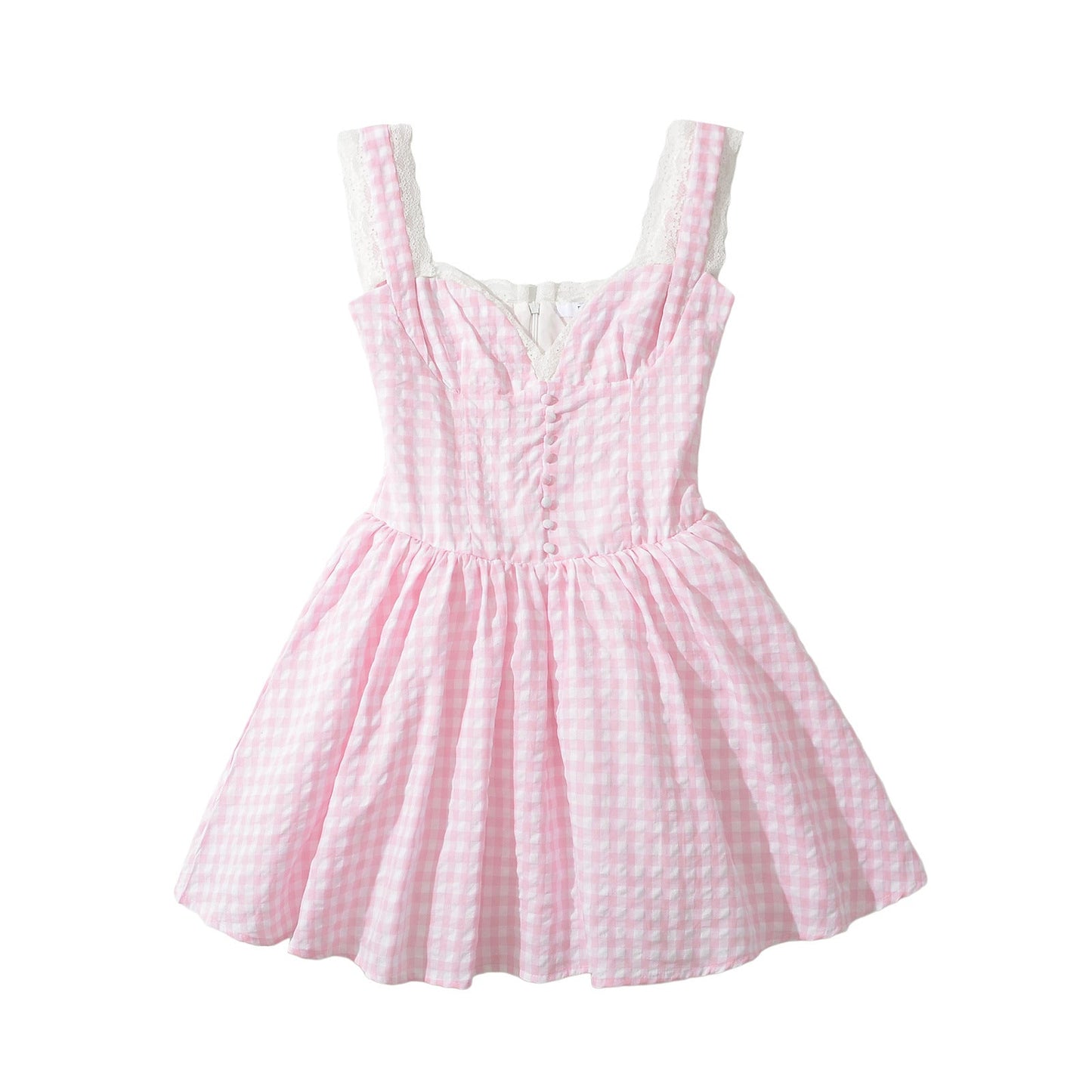 Dam Sommarklänning Voluminös Kjol Romantiska Detaljer Lätt Bomullsmix 5