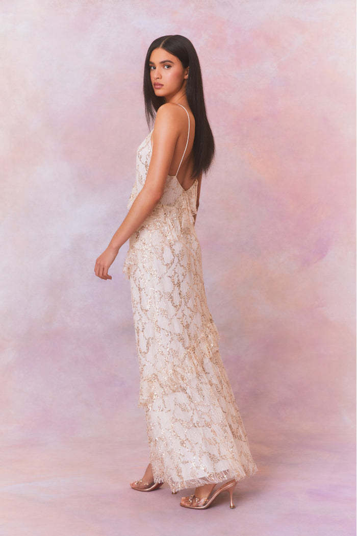 Kvinnors Lång Klänning Paljetter V-ringning Polyester Ärmlös-4